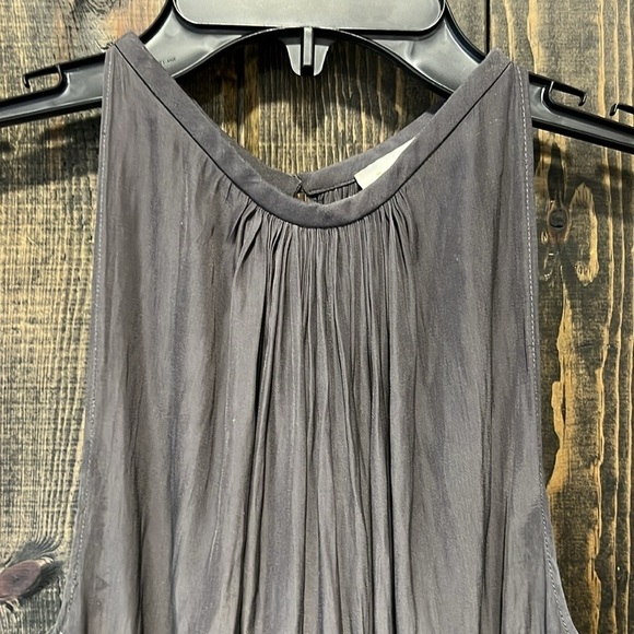 Ramy Brook New York Mini Dress XS High Neck Smocked Waist Grey Halter Sleeveless - Picture 2 of 10
